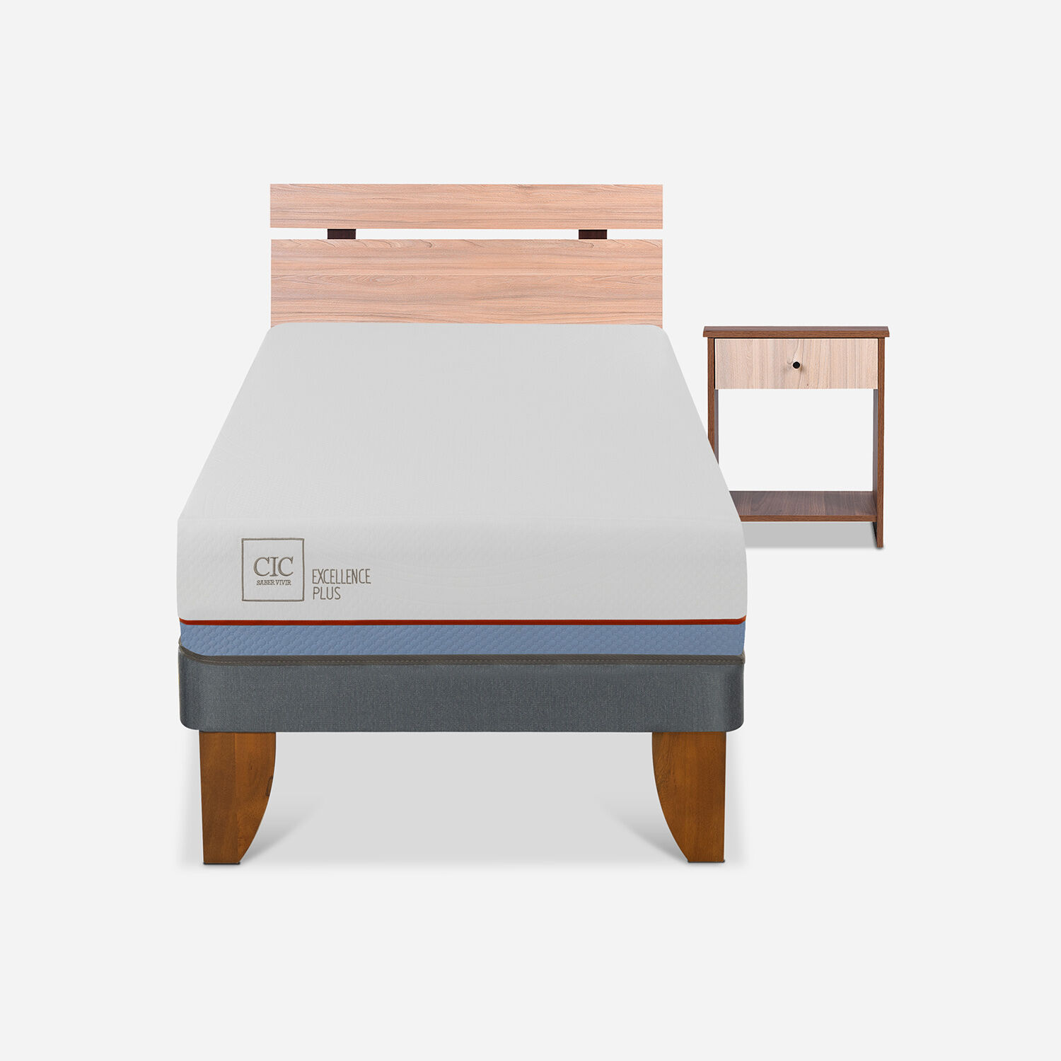 Cama Europea 1 Plaza Excellence Plus + Set Olmo