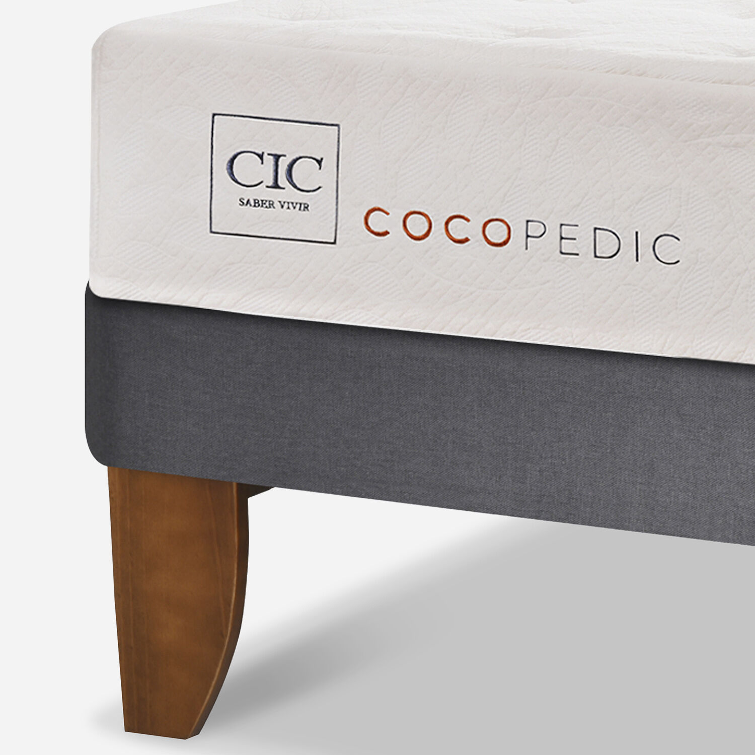 Cama Europea 2 Plazas Cocopedic Base Dividida + Respaldo Mir&oacute; Mostaza