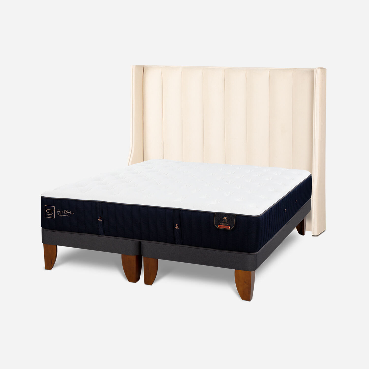 Cama Europea 2 Plazas Premium Base Dividida + Respaldo Panaro