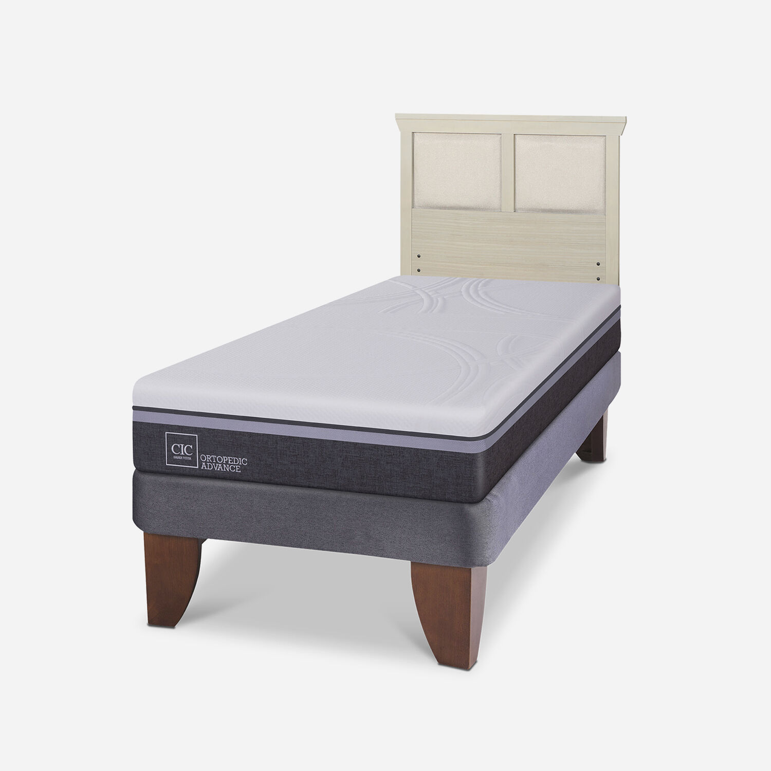 Cama Europea 1,5 Plazas Ortopedic Advance + Respaldo Torino Alpino