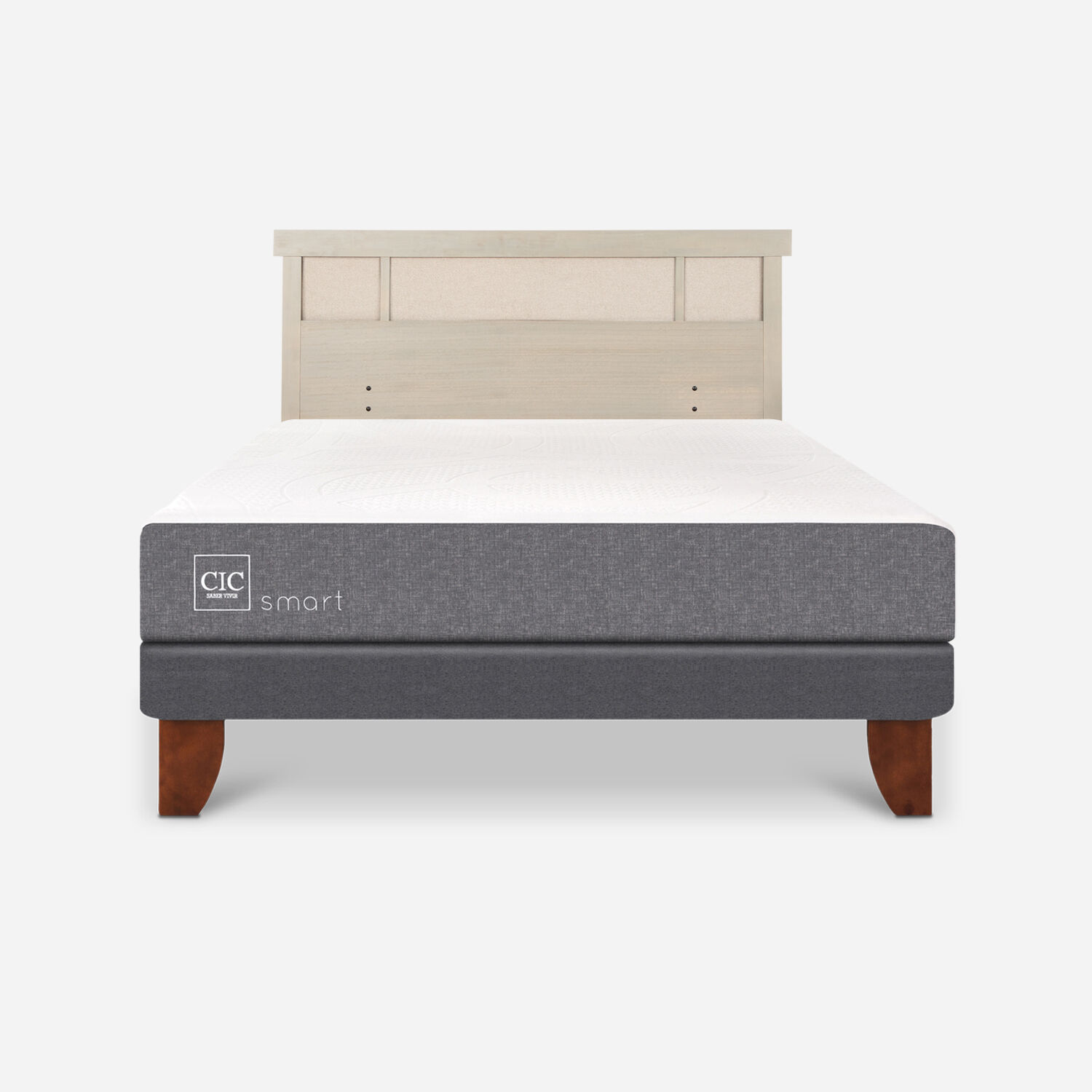 Cama Europea 2 Plazas Smart Base Normal + Respaldo Dubl&iacute;n Alpino