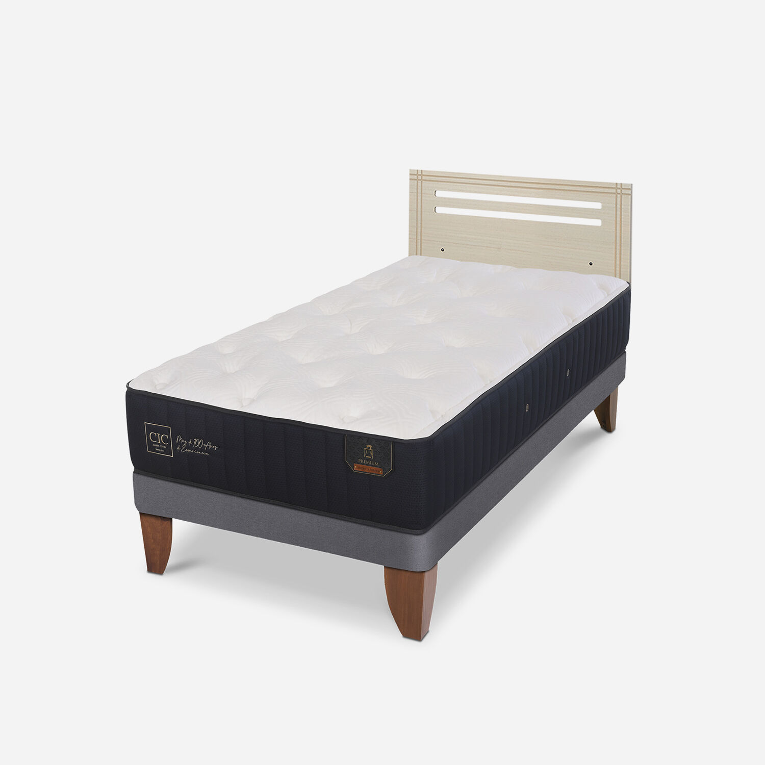 Cama Europea 1,5 Plazas Premium + Respaldo M&uacute;nich Alpino