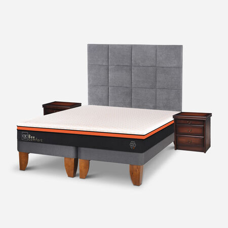 Cama Europea 2 Plazas Bee Comfort Base Dividida + Set T&aacute;mesis