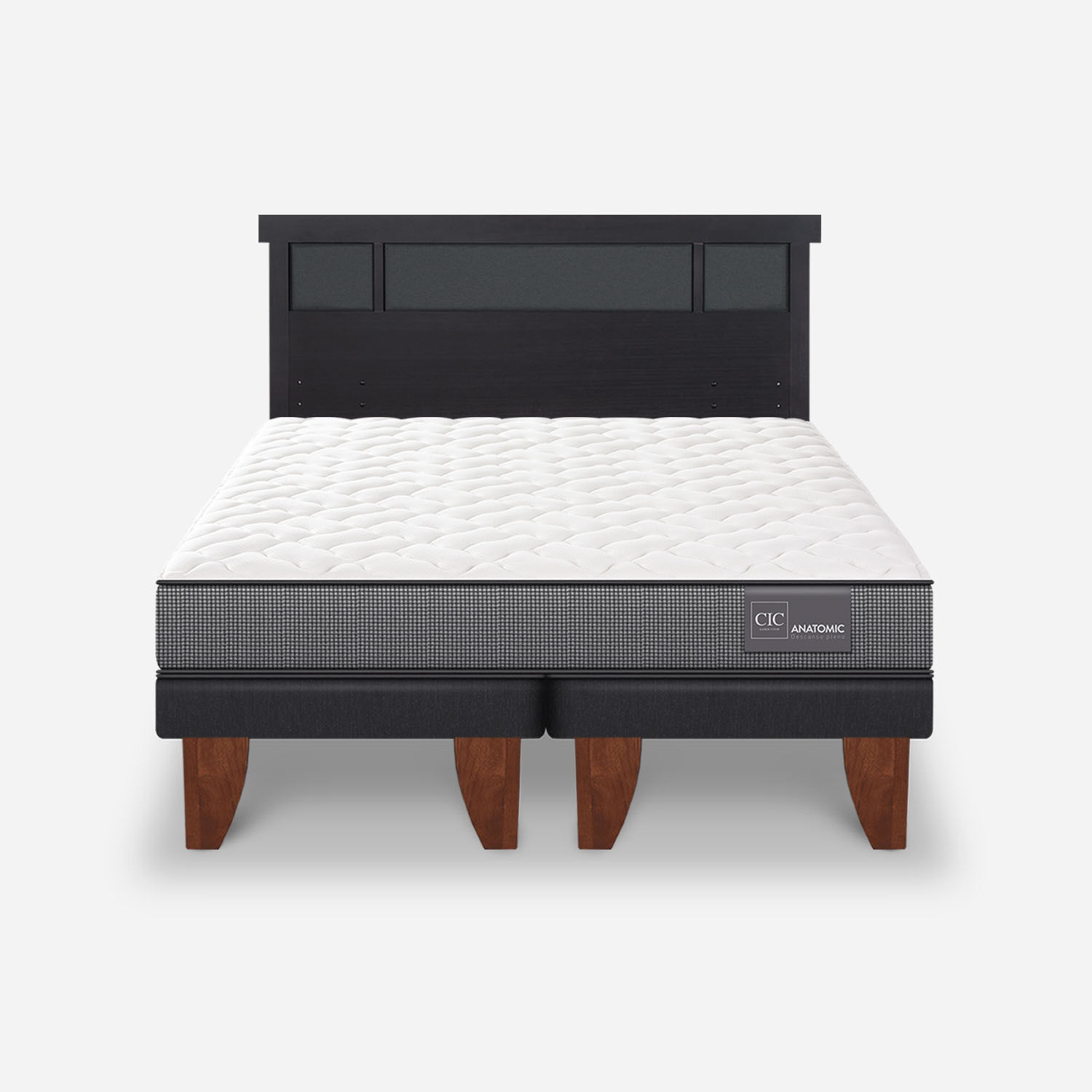 Cama Europea King Anatomic + Respaldo Dubl&iacute;n Negro