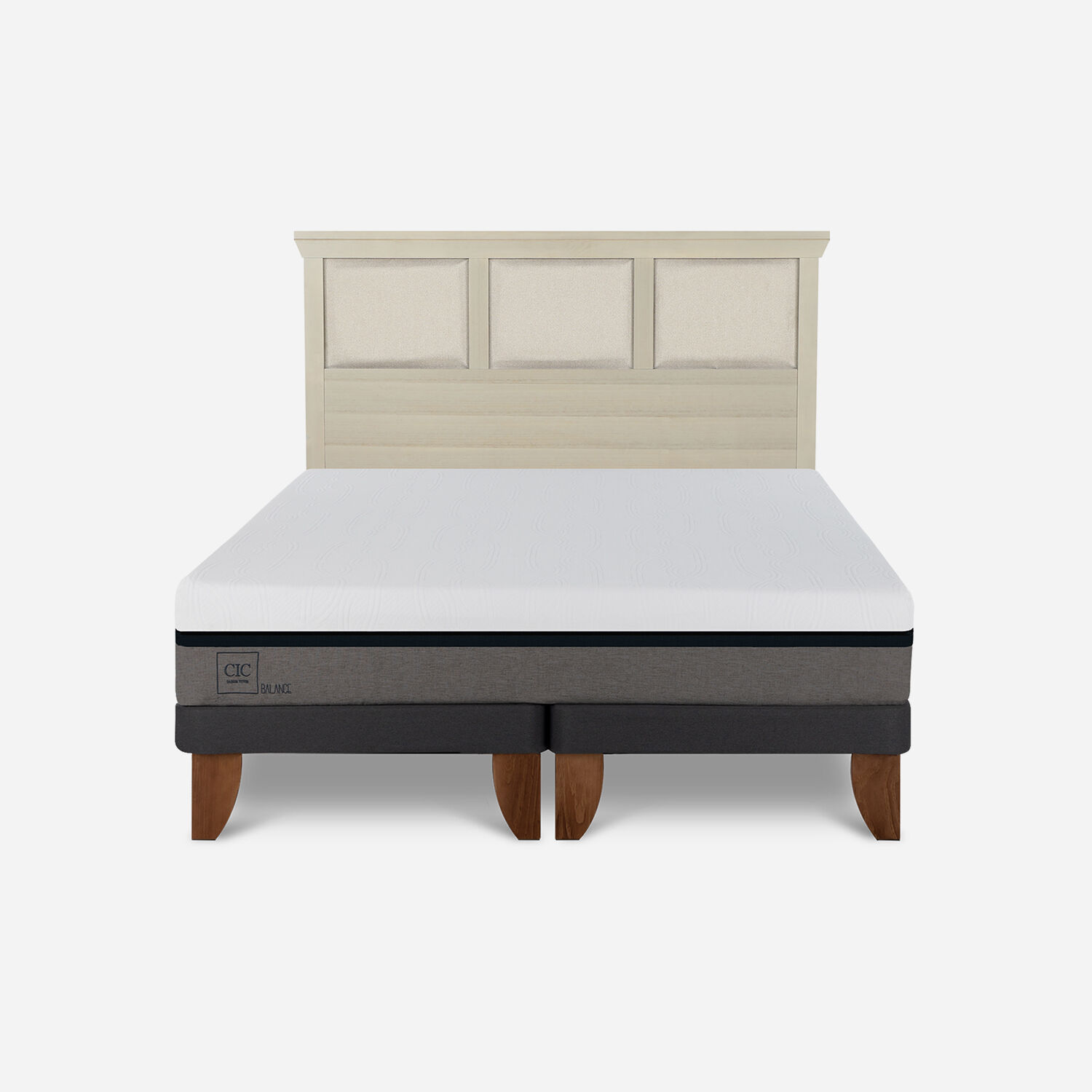 Cama Europea 2 Plazas Balance Base Dividida + Respaldo Torino Alpino