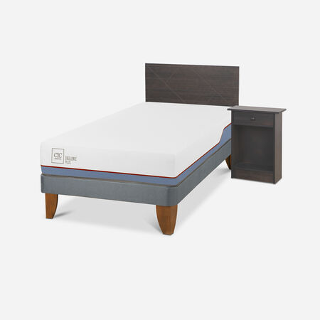 Cama Europea 1,5 Plazas Excellence Plus + Set Villarrica Gris