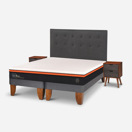 Cama Europea 2 Plazas Bee Comfort Base Dividida + Set &Eacute;ufrates