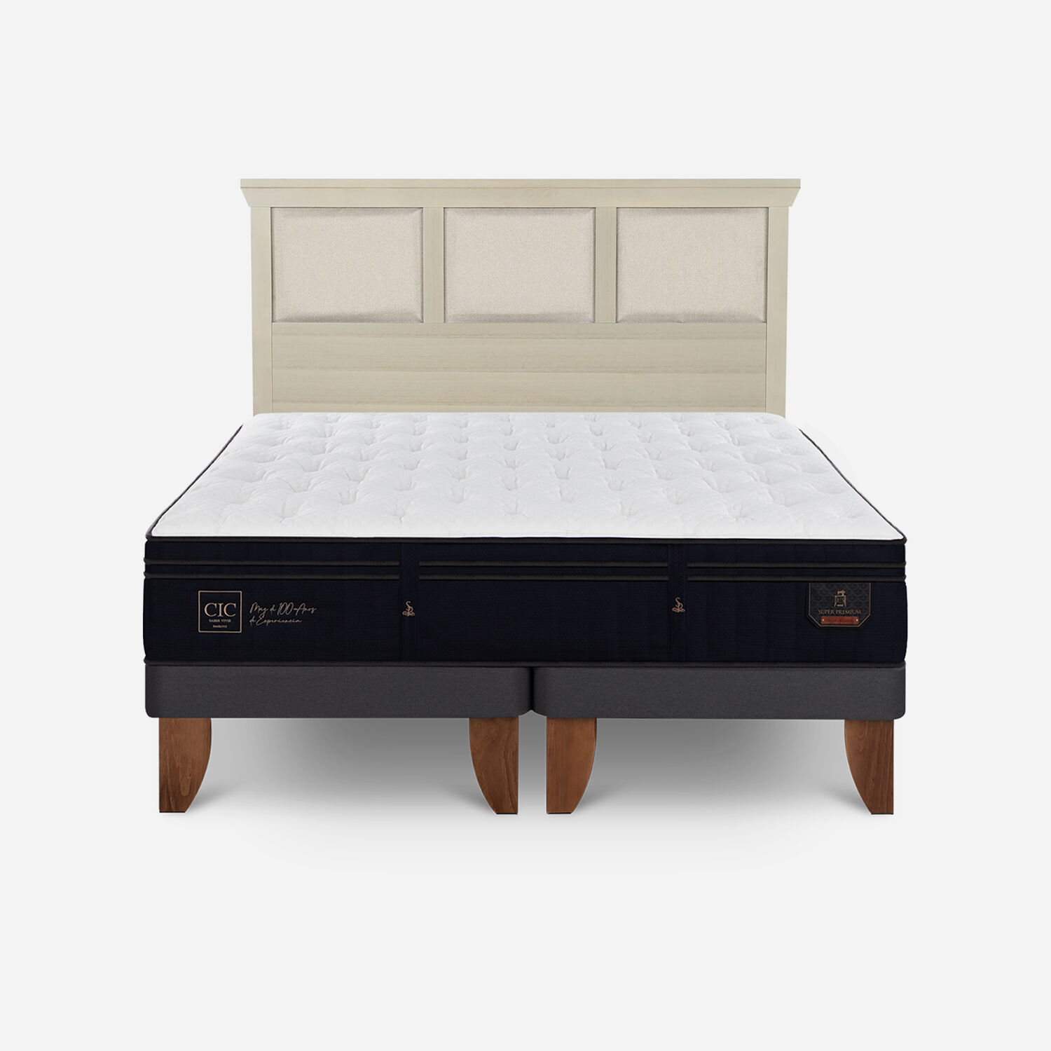 Cama Europea King Super Premium + Respaldo Torino Alpino