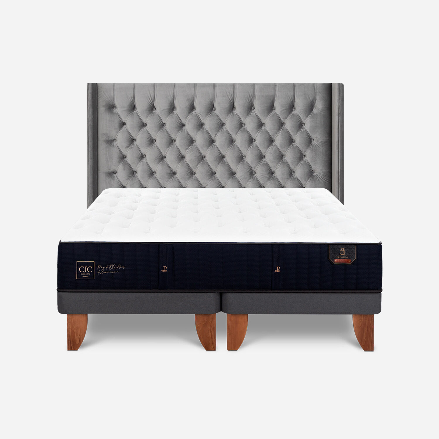 Cama Europea 2 Plazas Premium Base Dividida + Respaldo Sesia