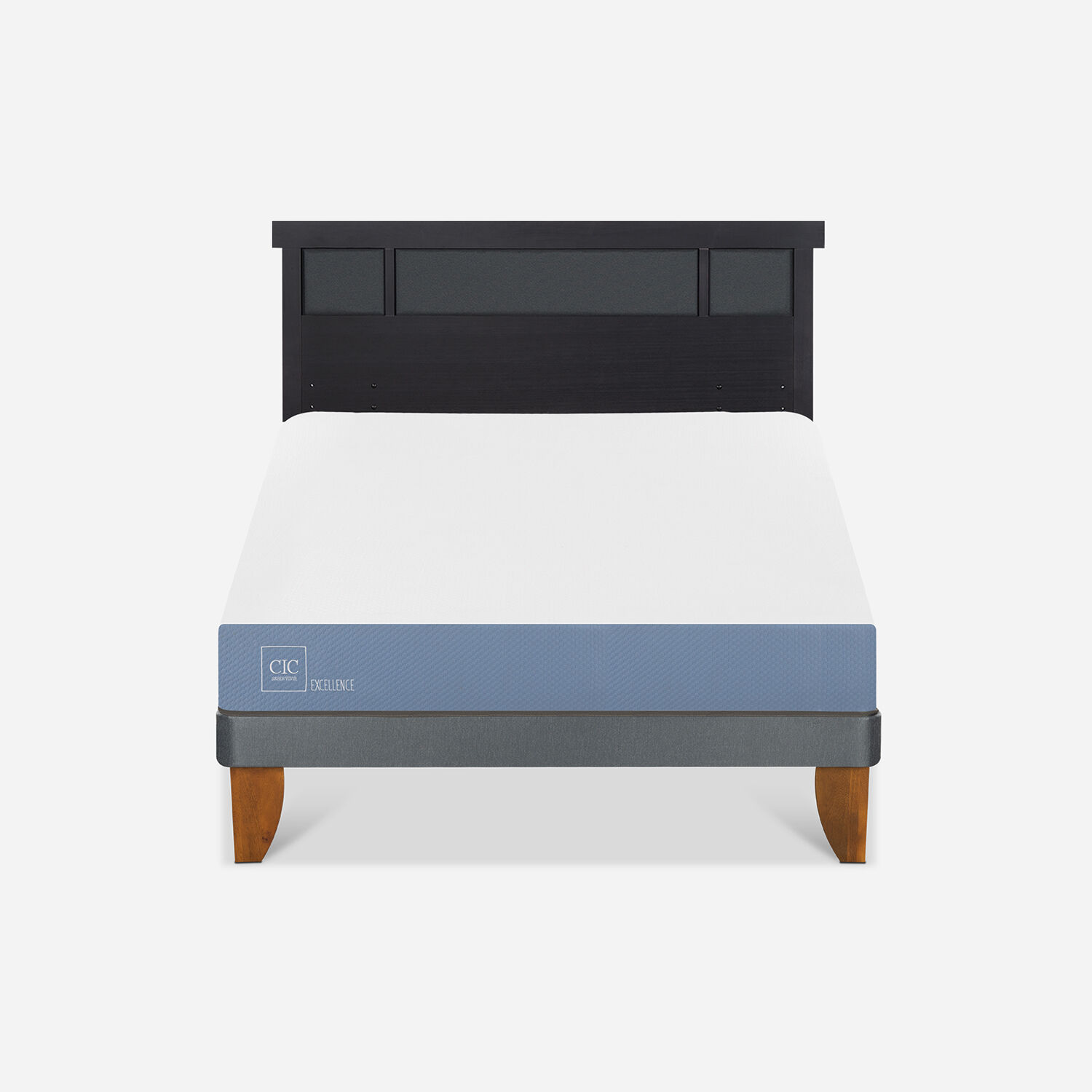Cama Europea 2 Plazas Excellence Plus Base Normal + Respaldo Dubl&iacute;n Negro