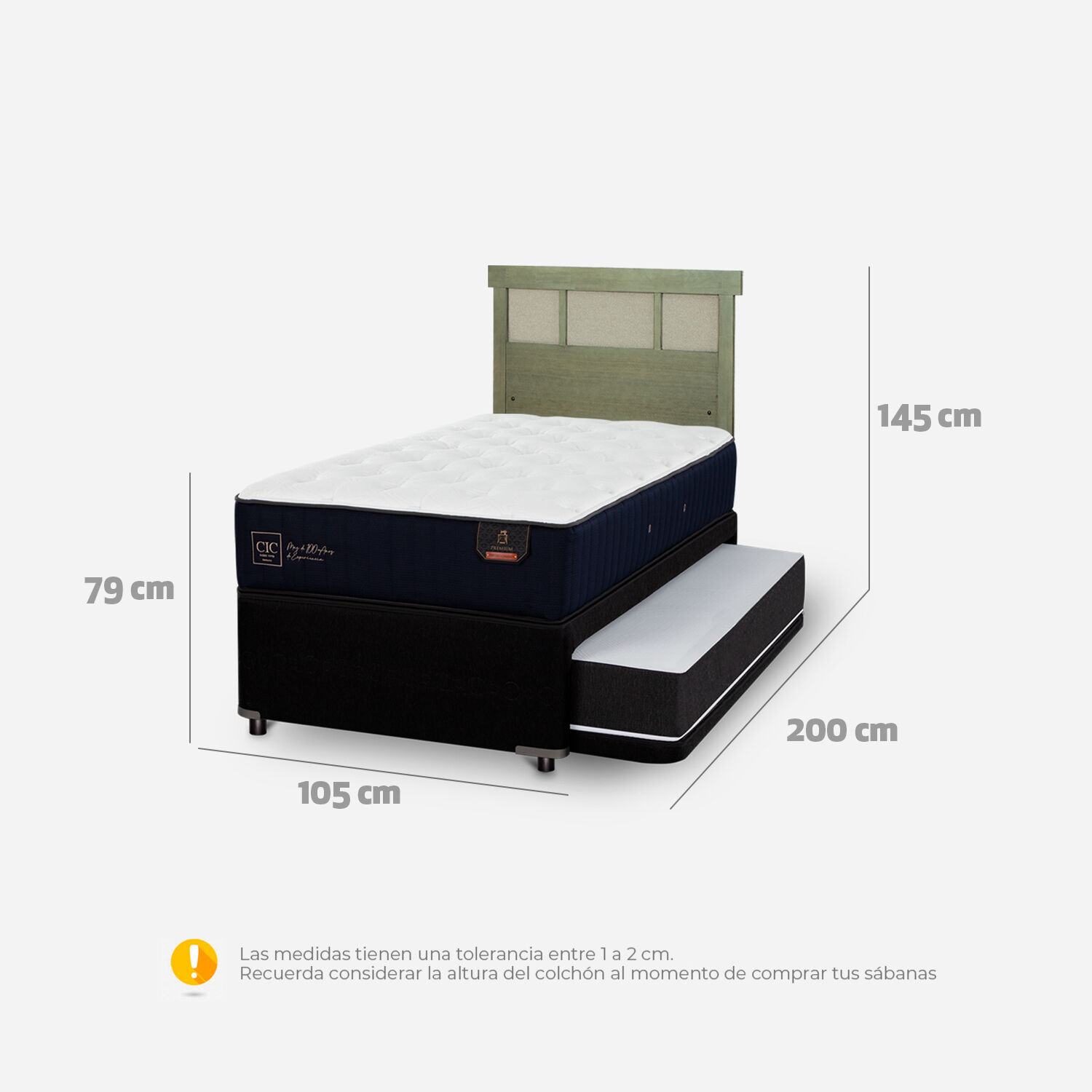 Cama Nido Div&aacute;n Premium + Respaldo Dubl&iacute;n Olivo