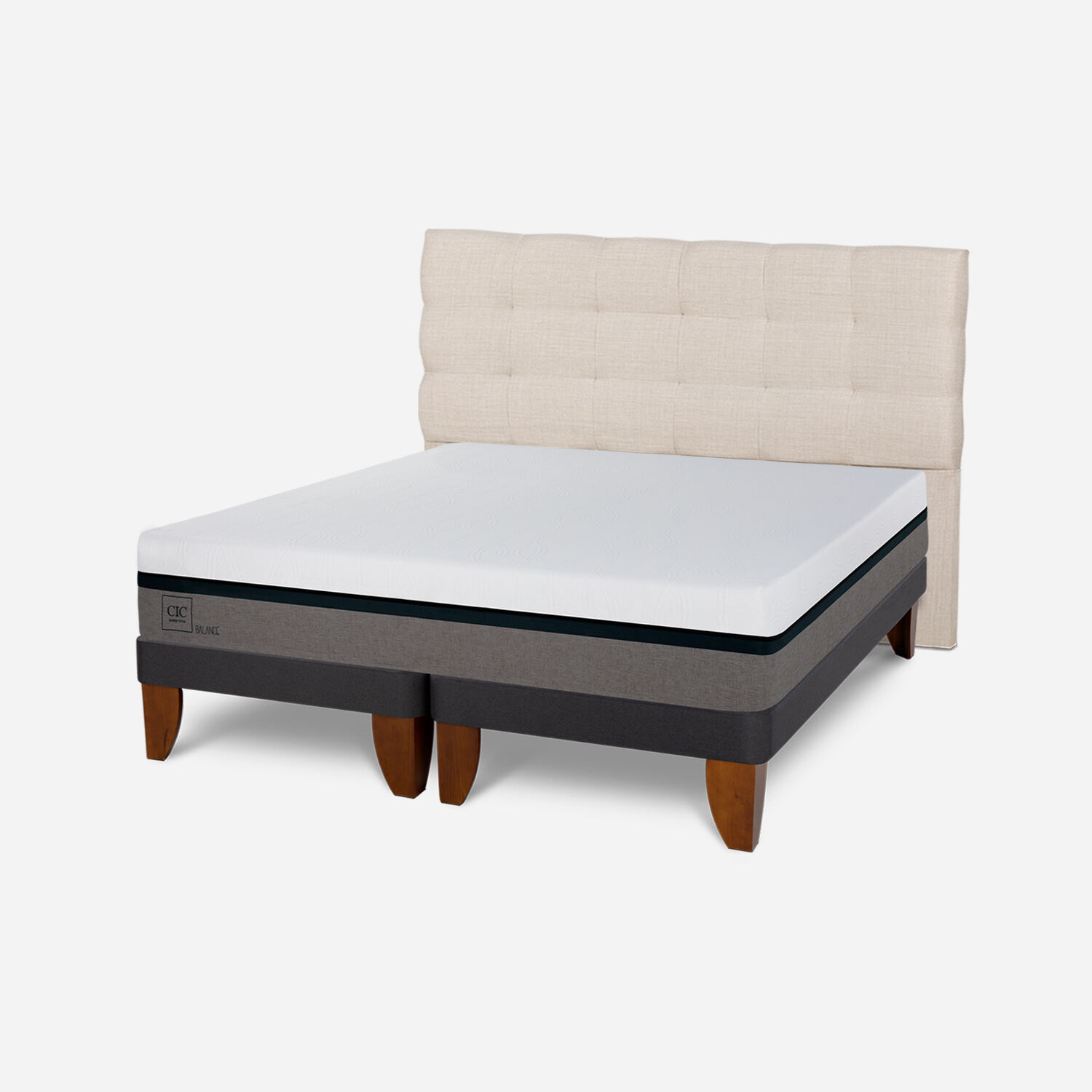 Cama Europea 2 Plazas Balance Base Dividida + Respaldo Ebro