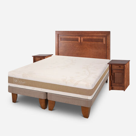 Cama Europea 2 Plazas Rilassati Infinity Base Dividida + Set Mil&aacute;n Caramel