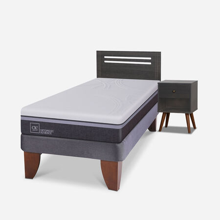 Cama Europea 1,5 Plazas Ortopedic Advance + Set M&uacute;nich Gris