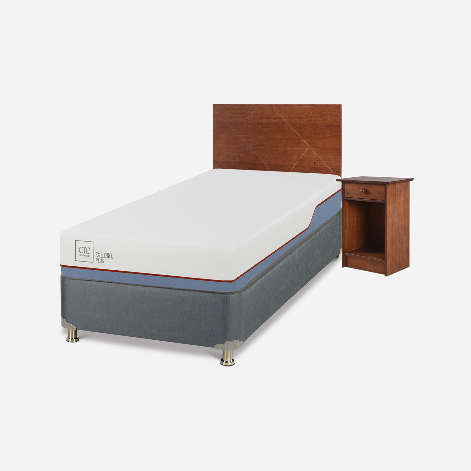 Cama Americana 1 Plaza Excellence Plus + Set Villarrica