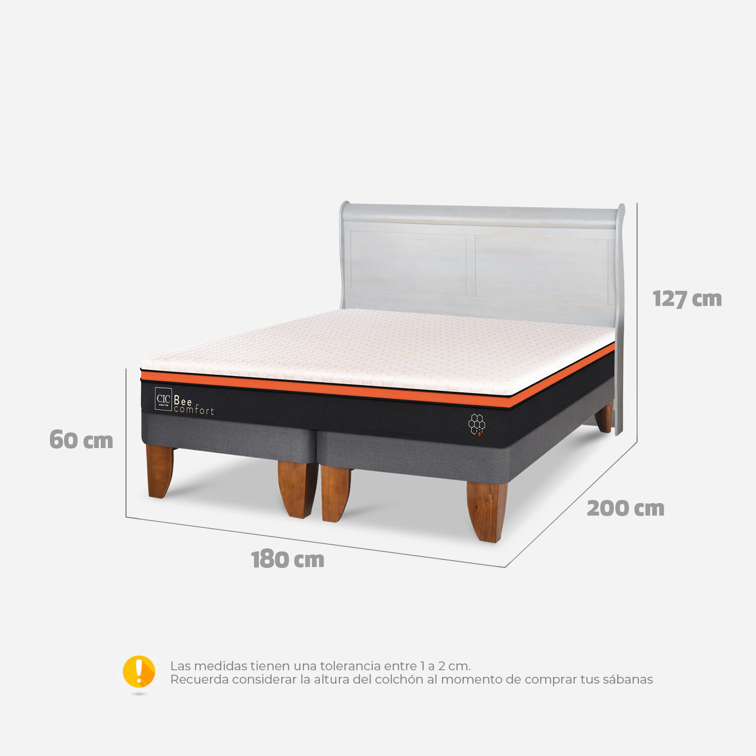 Cama Europea King Bee Comfort + Respaldo Mir&oacute; Alpino