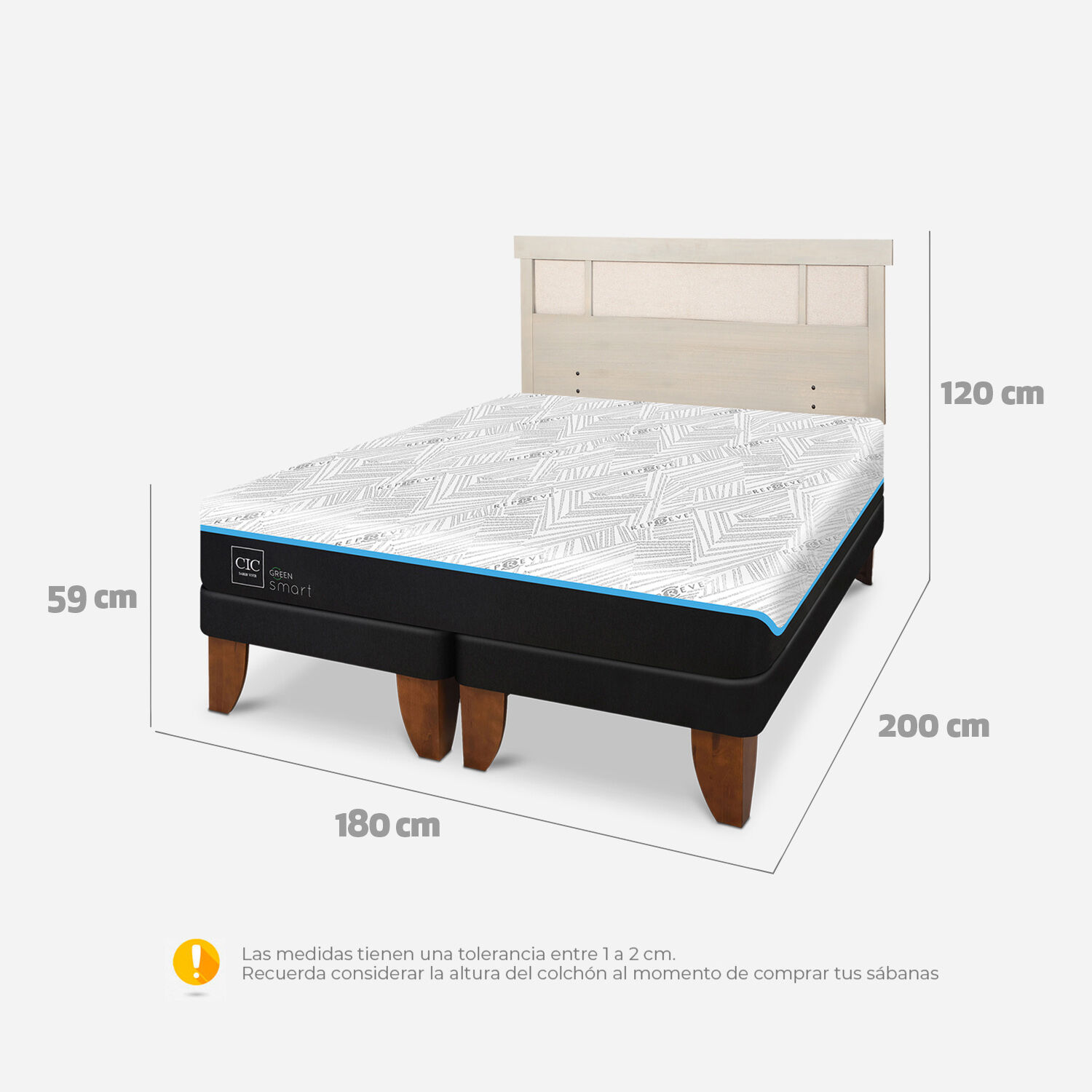 Cama Europea King Green Infinity Dubl&iacute;n Alpino