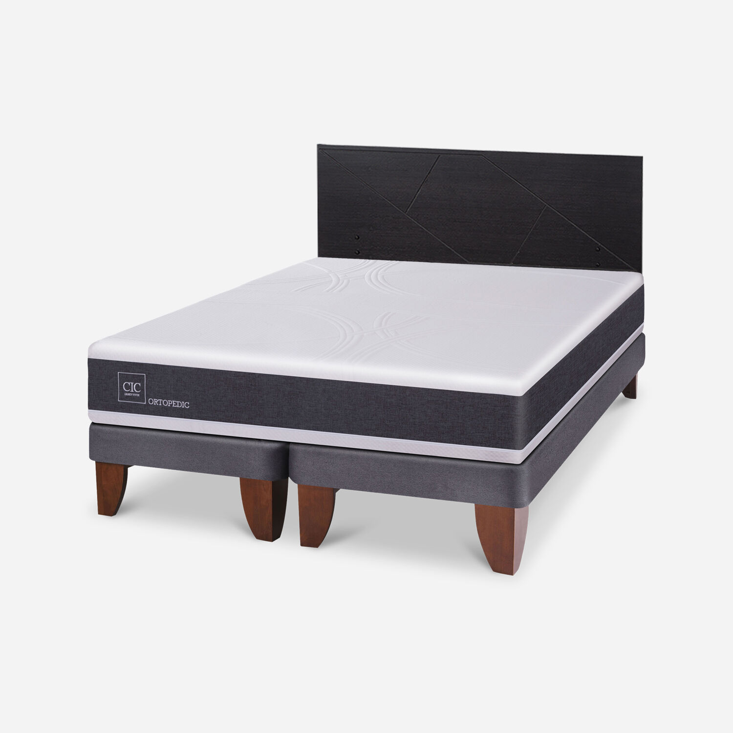 Cama Europea King Ortopedic + Respaldo Villarrica Negro