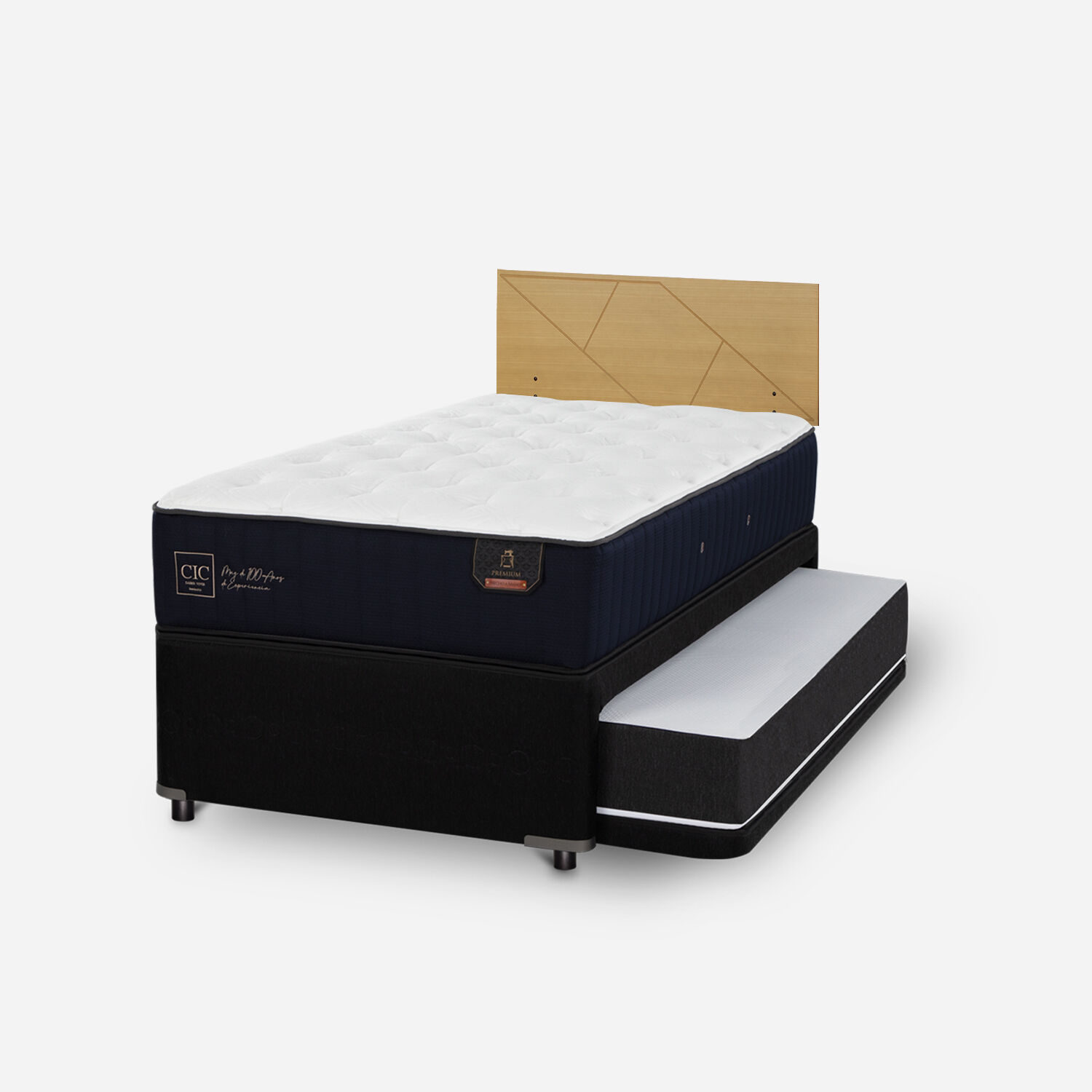 Cama Nido Div&aacute;n Premium + Respaldo Villarrica Mostaza
