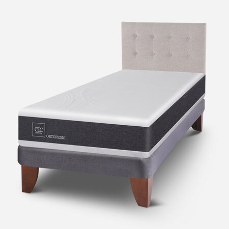 Cama Europea 1,5 Plazas Ortopedic + Respaldo Tigris