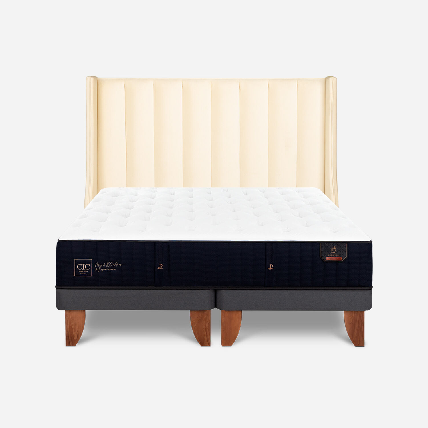 Cama Europea 2 Plazas Premium Base Dividida + Respaldo Panaro