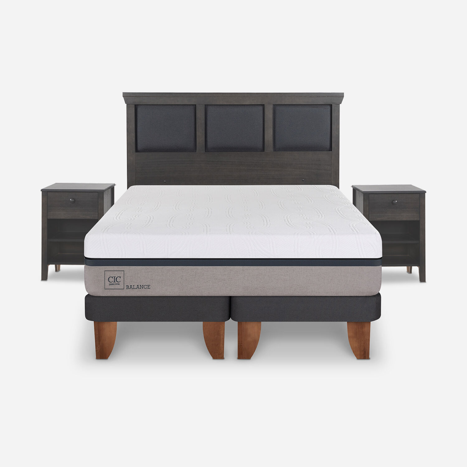 Cama Europea King Balance + Set Torino Gris