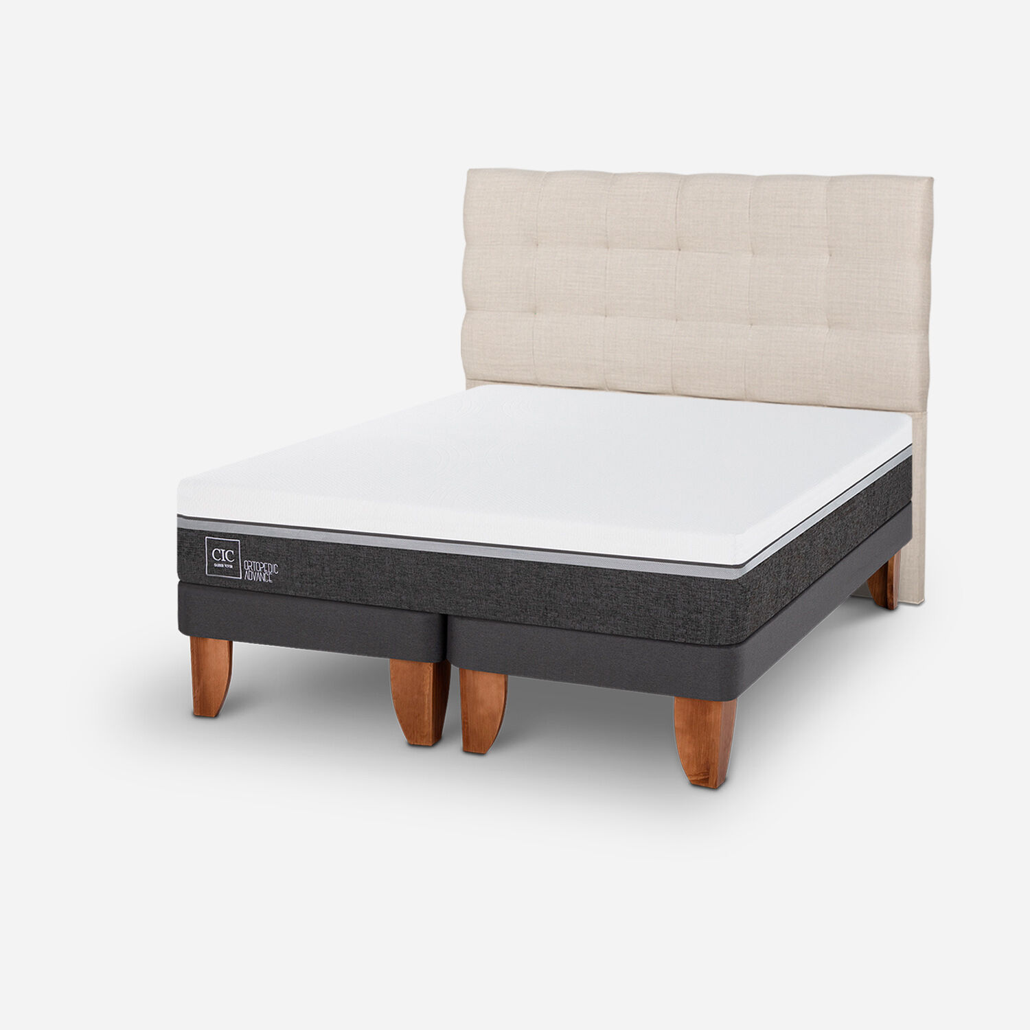 Cama Europea 2 Plazas Ortopedic Advance Base Dividida + Respaldo Ebro
