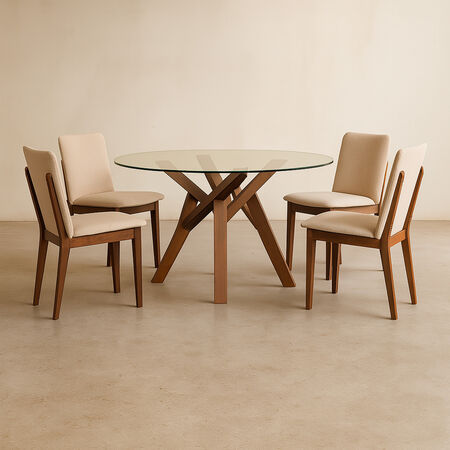Comedor de Vidrio 4 Sillas Atlanta