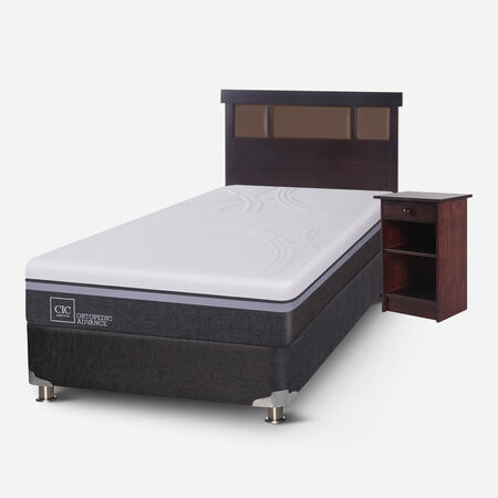 Box Spring 1,5 Plazas Ortopedic Advance 5 Zonas + Set Dubl&iacute;n Chocolate