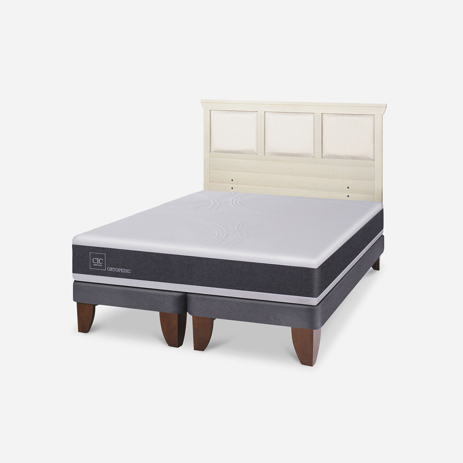 Cama Europea 2 Plazas Ortopedic Base Dividida + Respaldo Torino Alpino