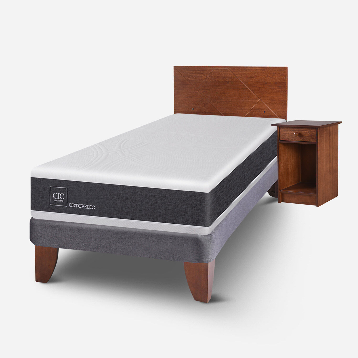 Cama Europea 1,5 Plazas Ortopedic + Set Villarrica