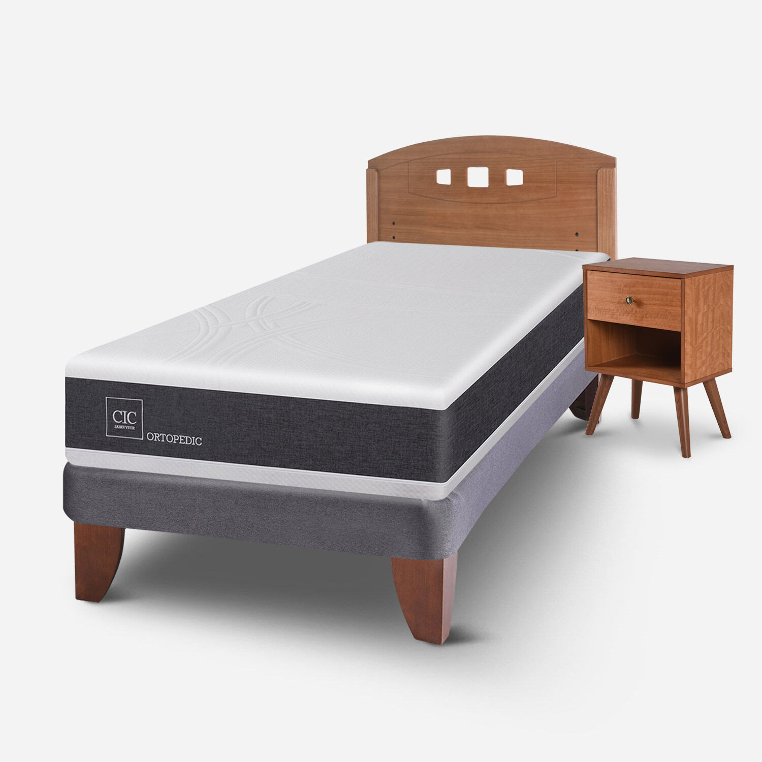 Cama Europea 1,5 Plazas Ortopedic + Set Gales Caramel