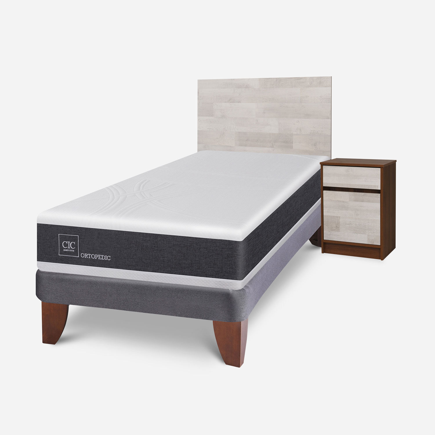 Cama Europea 1,5 Plazas Ortopedic + Set Legno