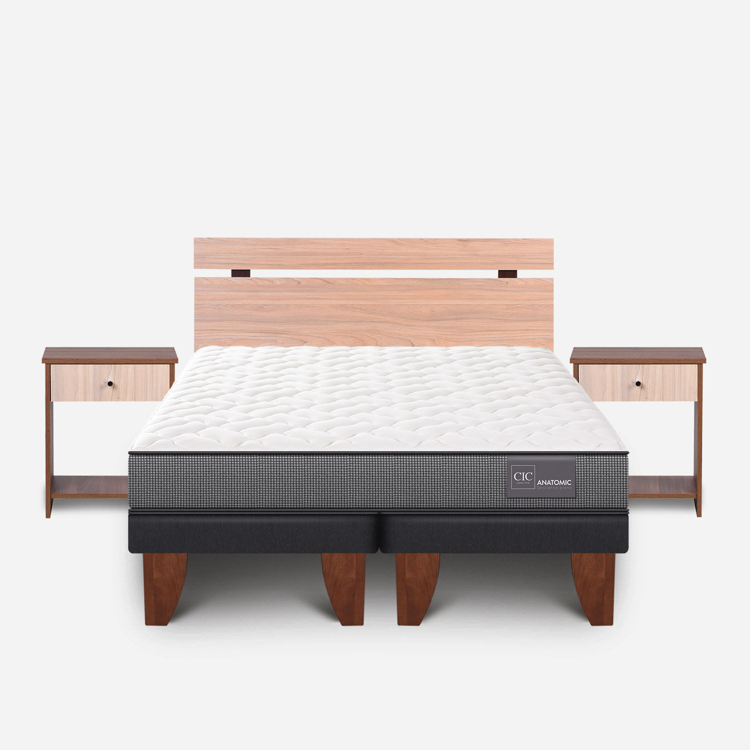 Cama Europea 2 Plazas Anatomic Base Dividida + Set Olmo