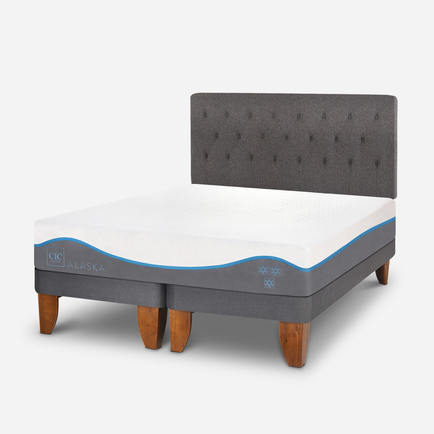 Cama Europea King Alaska + Respaldo Kavery