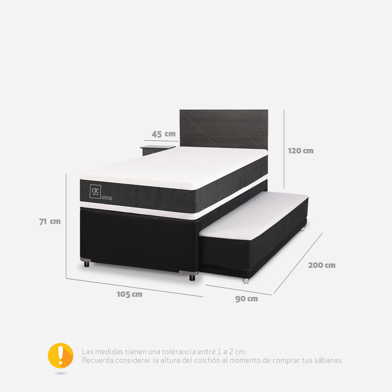 Cama Nido Div&aacute;n Ortopedic + Set Villarrica Gris