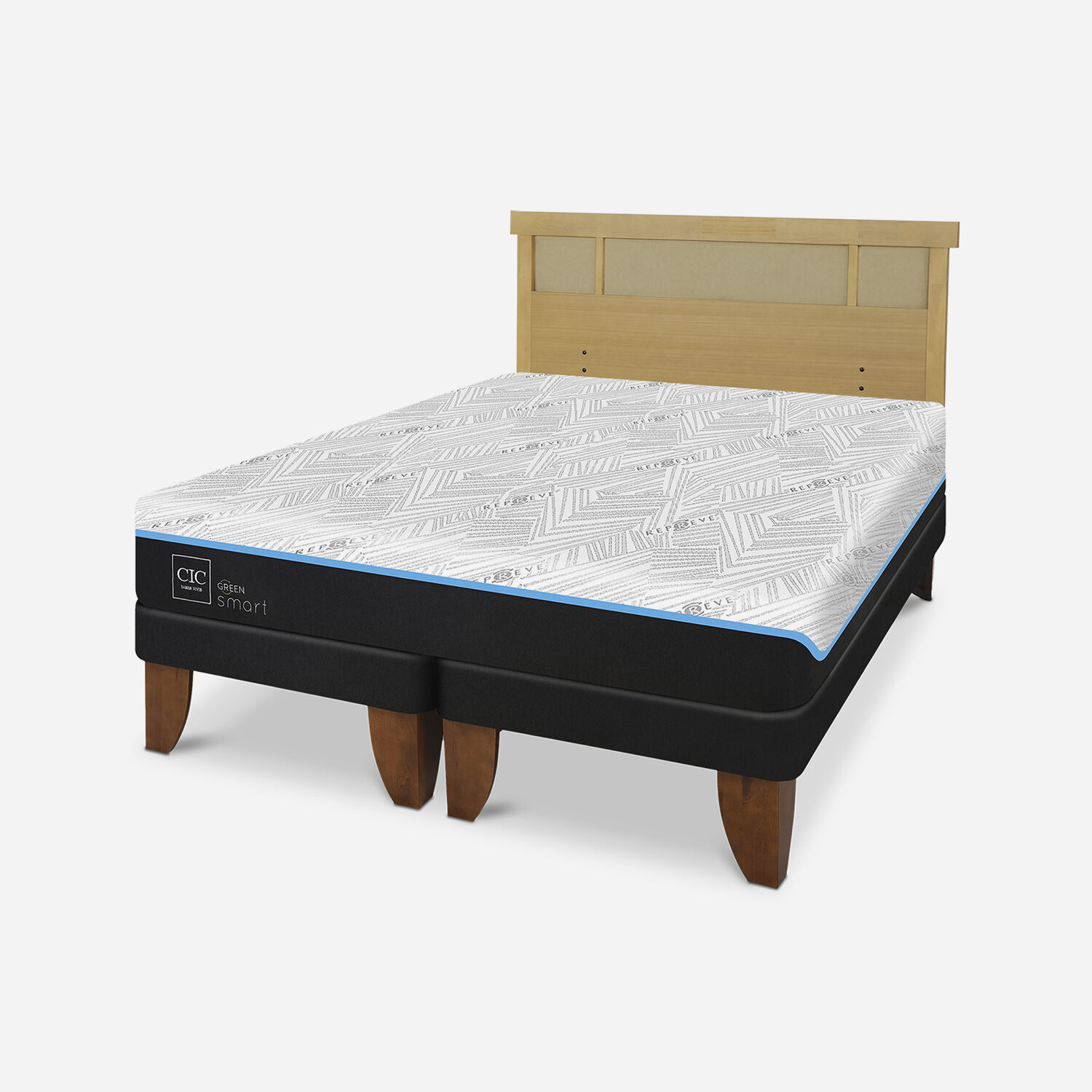 Cama Europea King Green Infinity Dubl&iacute;n Mostaza