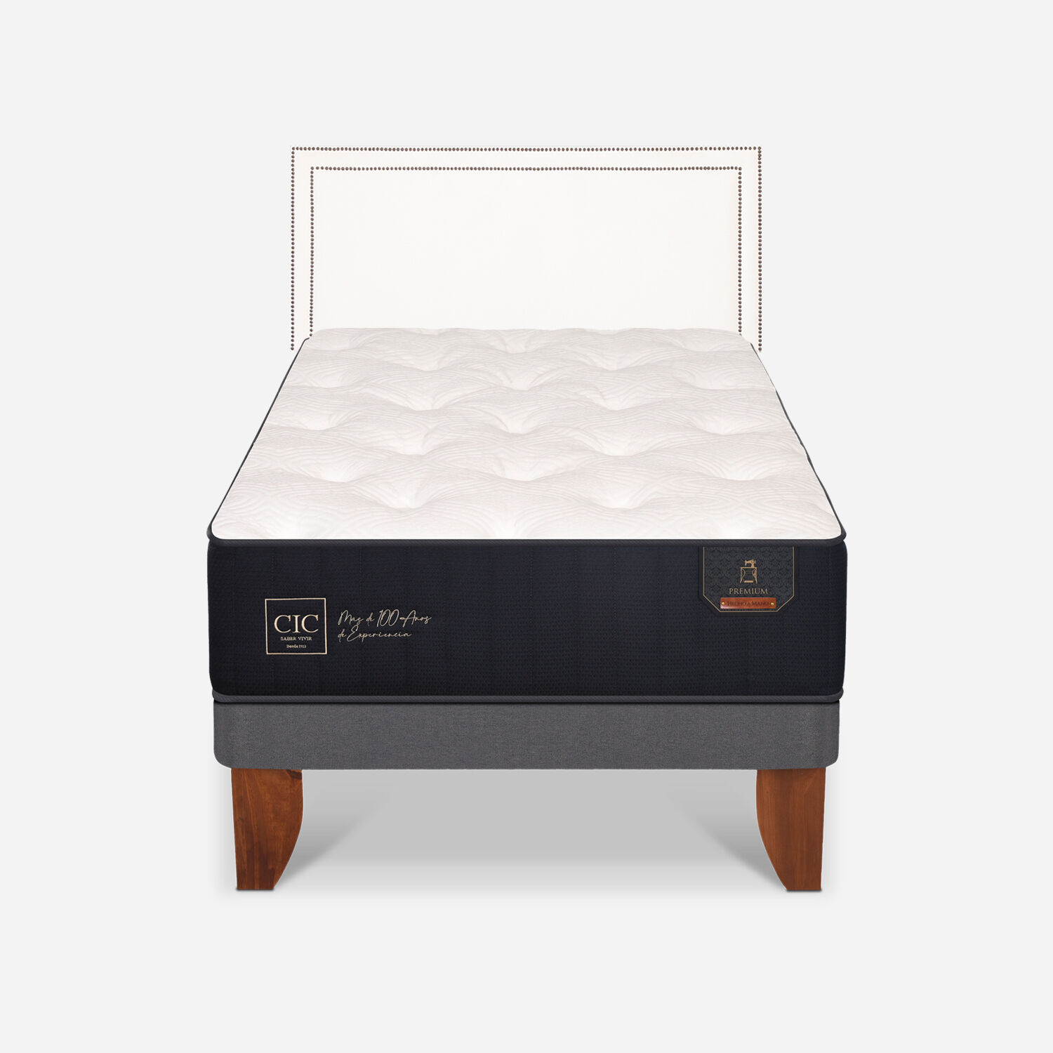 Cama Europea 1,5 Plazas Premium + Respaldo Danubio
