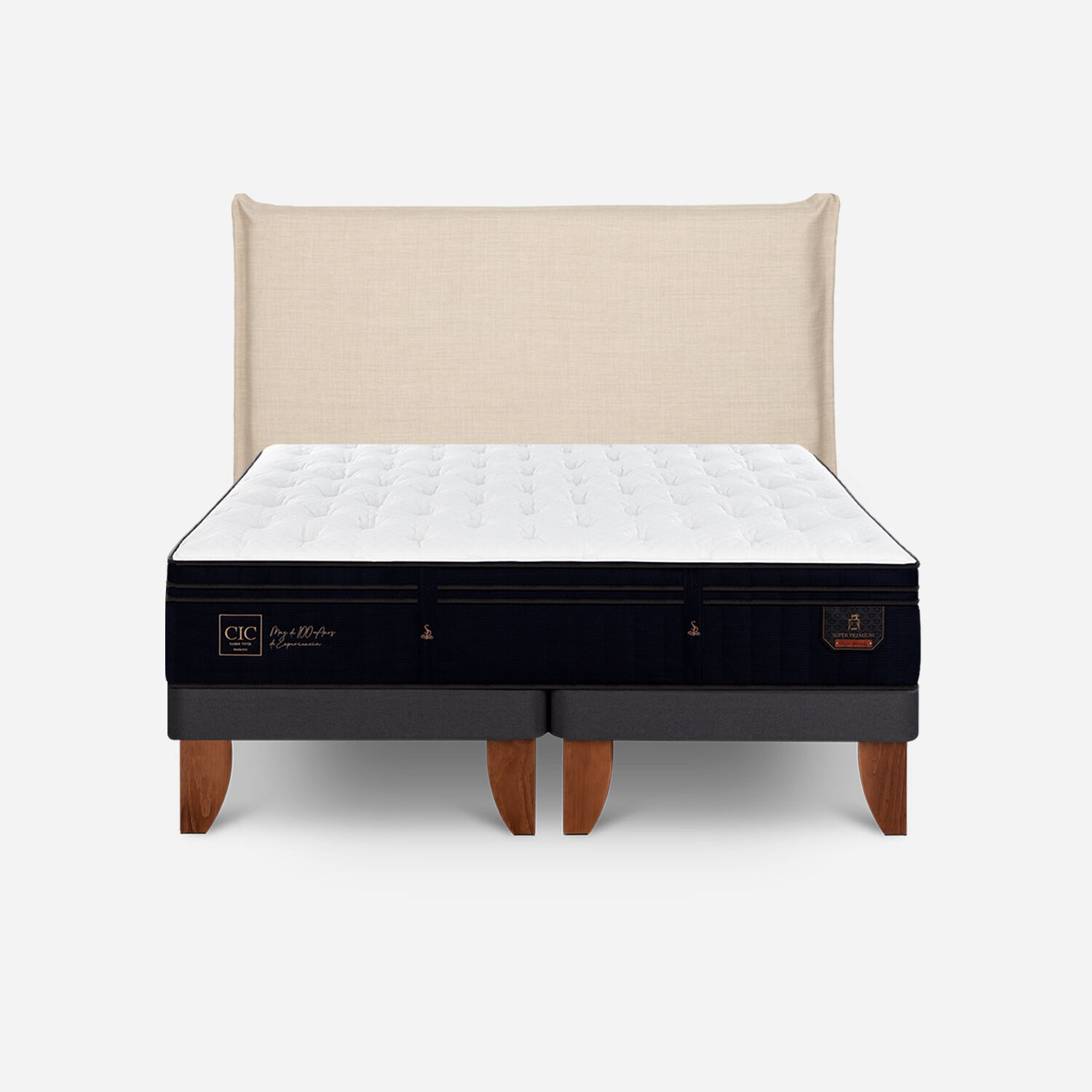 Cama Europea King Super Premium + Respaldo T&iacute;ber