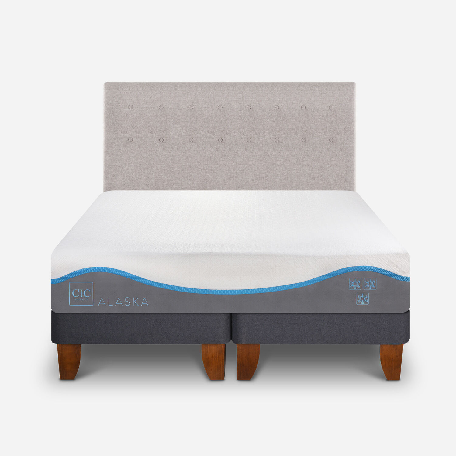 Cama Europea King Alaska + Respaldo Tigris