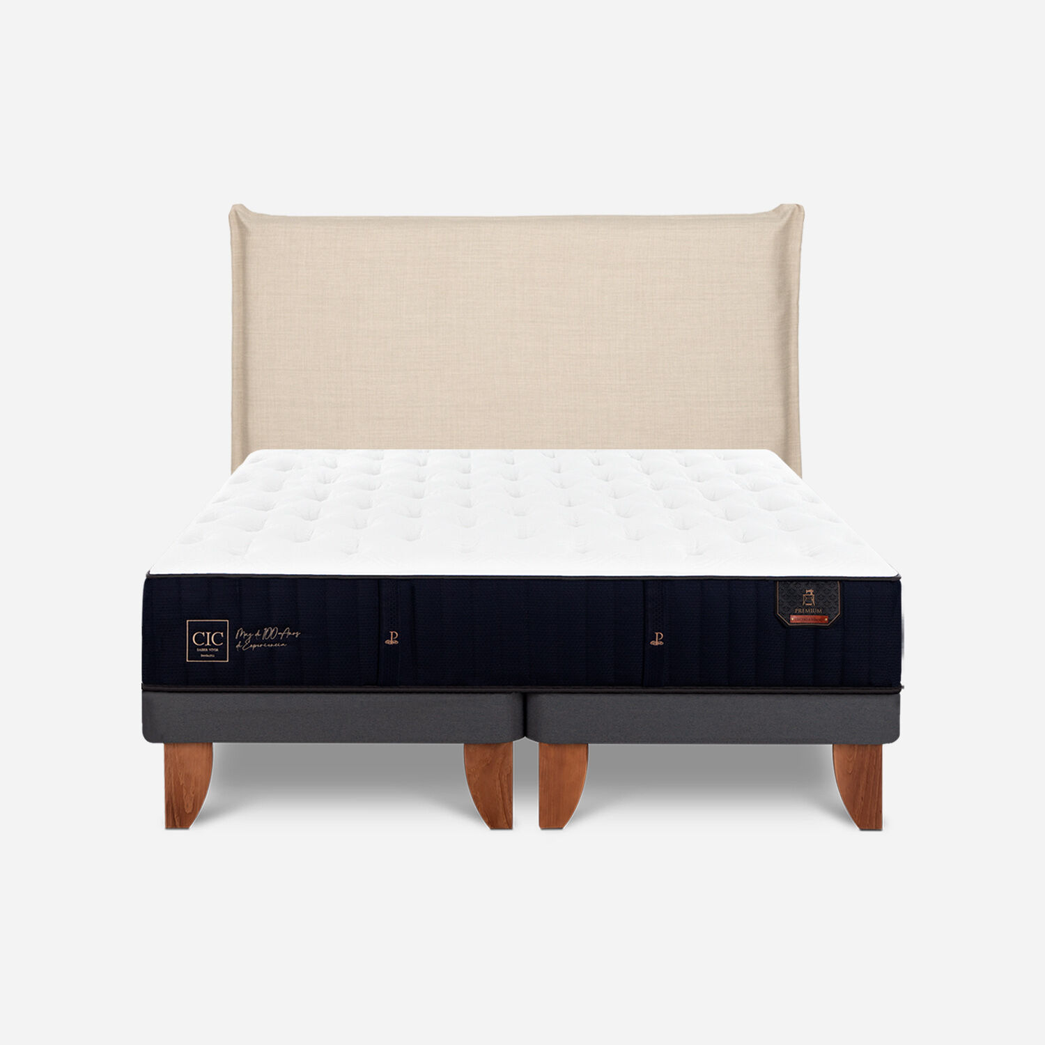 Cama Europea 2 Plazas Premium Base Dividida + Respaldo T&iacute;ber
