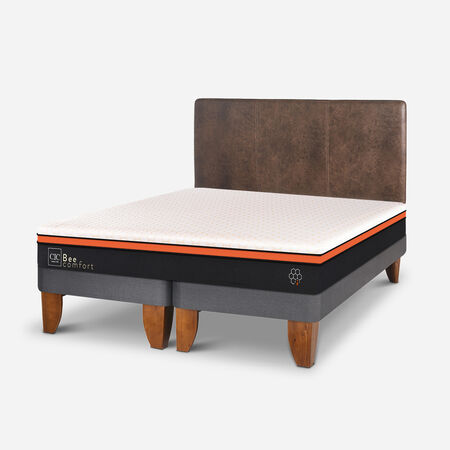 Cama Europea King Bee Comfort + Respaldo Baker