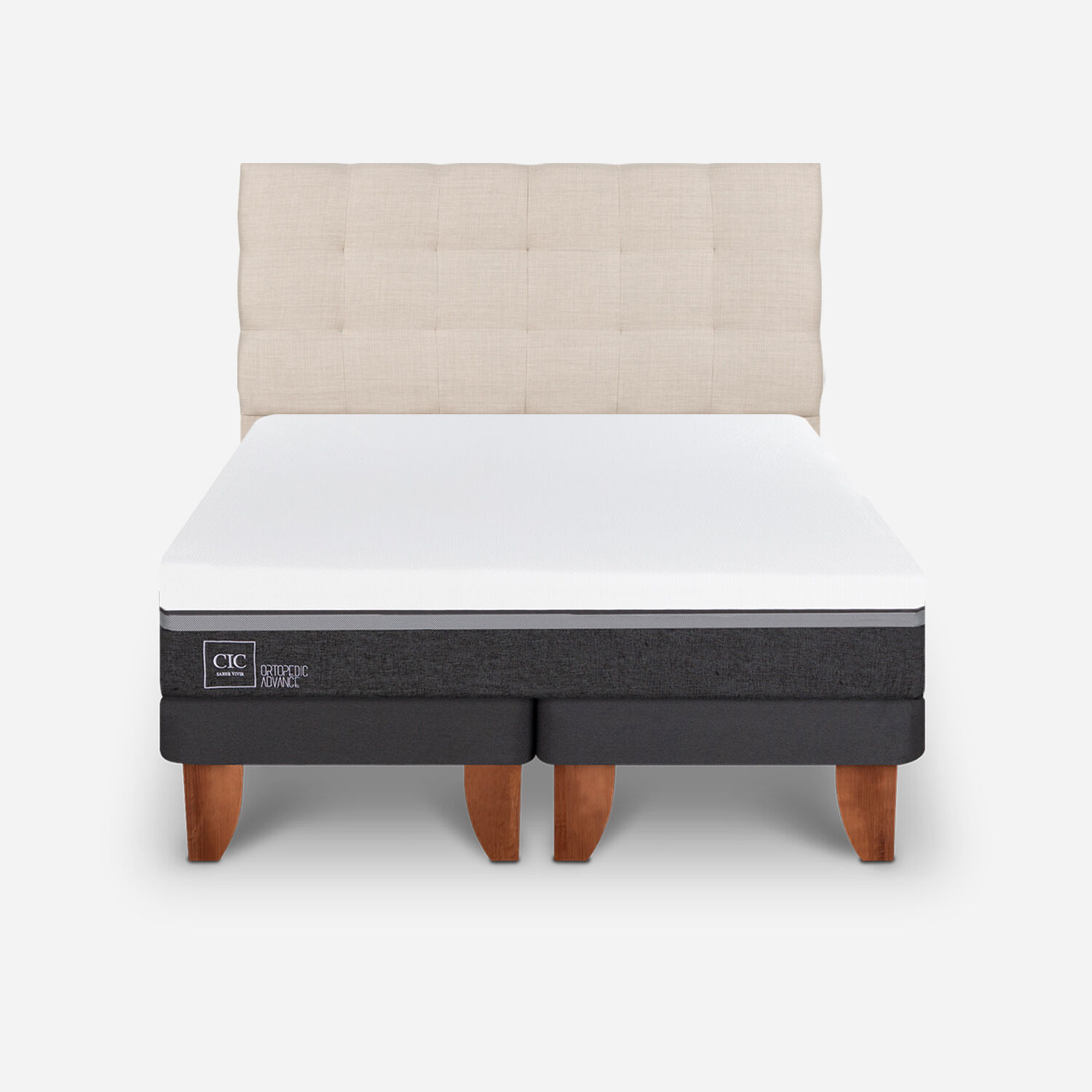 Cama Europea King Ortopedic Advance + Respaldo Ebro
