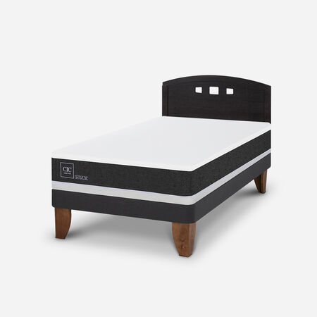 Cama Europea 1,5 Plazas Ortopedic + Respaldo Gales Negro