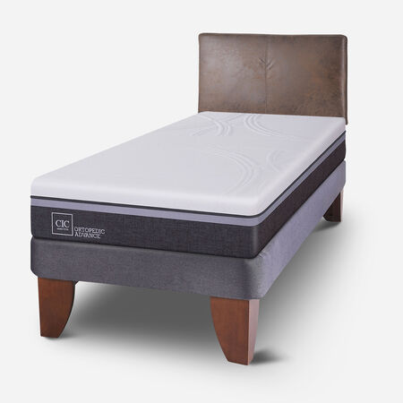 Cama Europea 1,5 Plazas Ortopedic Advance + Respaldo Baker