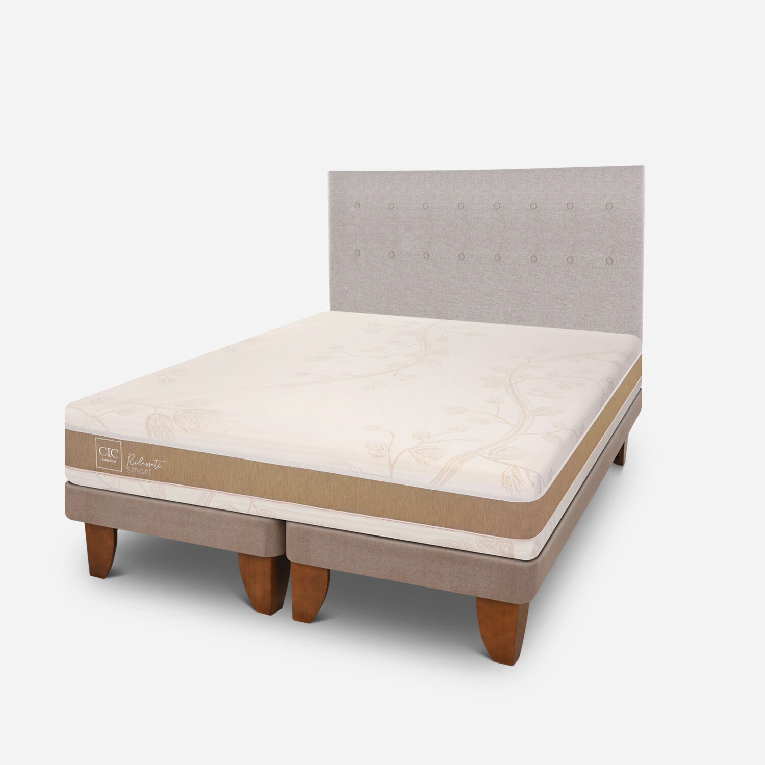 Cama Europea King Rilassati Infinity Base Dividida + Respaldo Tigris