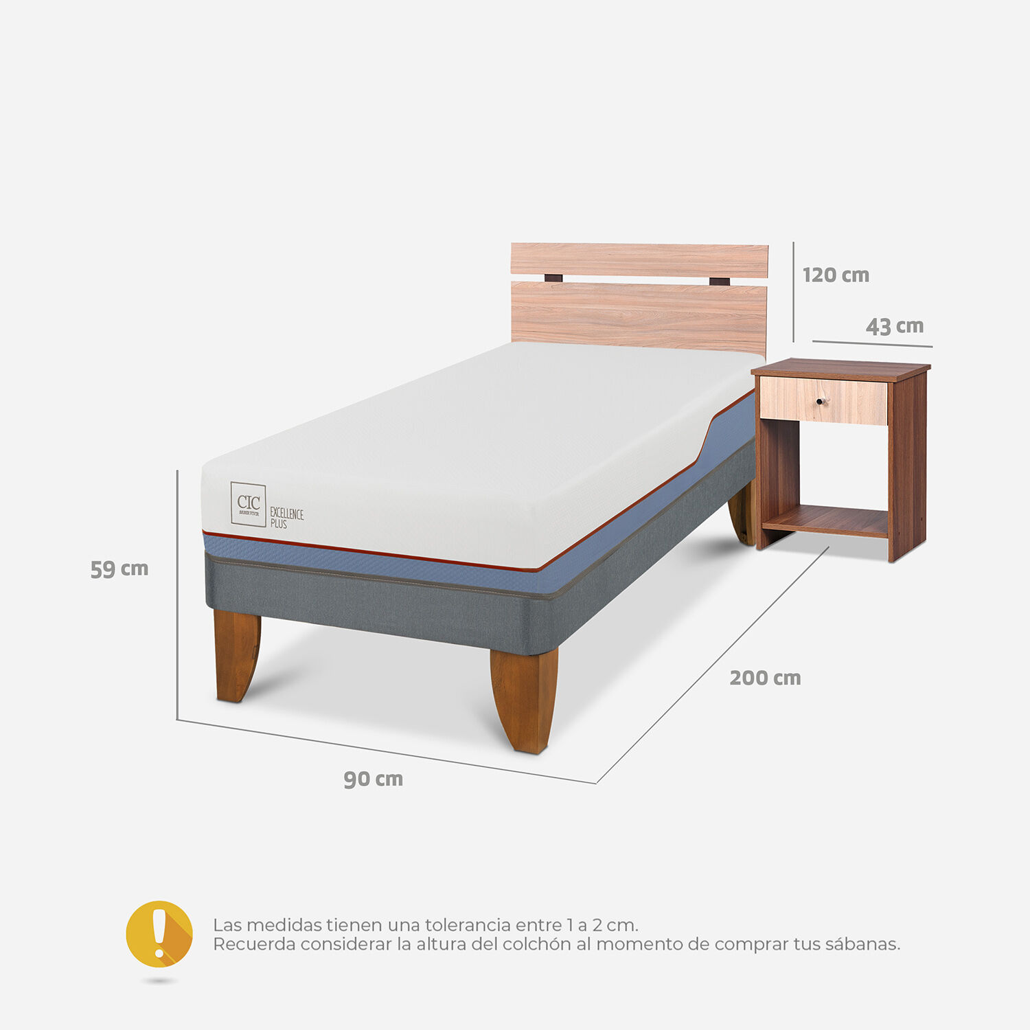 Cama Europea 1 Plaza Excellence Plus + Set Olmo