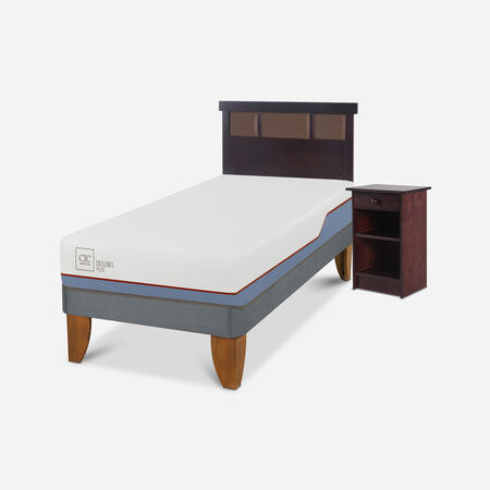 Cama Europea 1 Plaza Excellence Plus + Set Dubl&iacute;n Chocolate