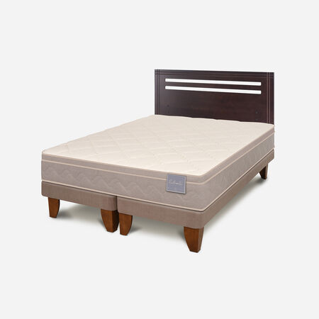 Cama Europea 2 Plazas Rilassati Base Dividida + Respaldo M&uacute;nich Chocolate