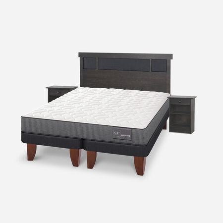 Cama Europea 2 Plazas Anatomic Base Dividida + Set Dubl&iacute;n Gris